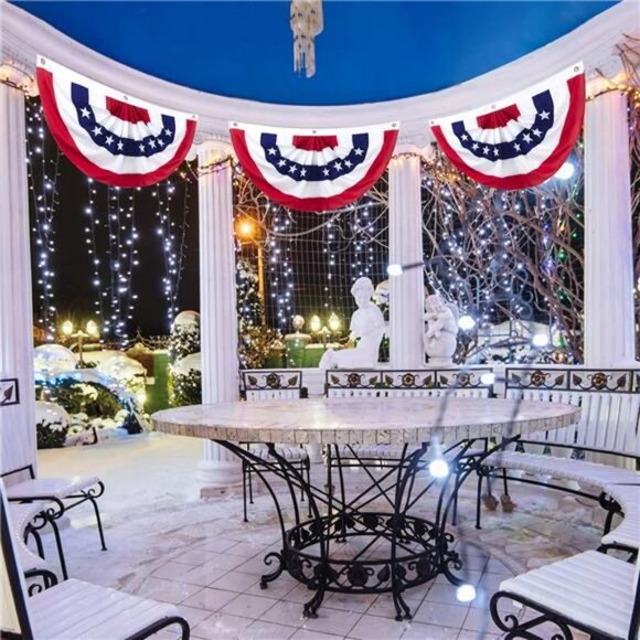 2 x 4 Ft American Pleated Fan Flag, USA Patriotic Half Fan...